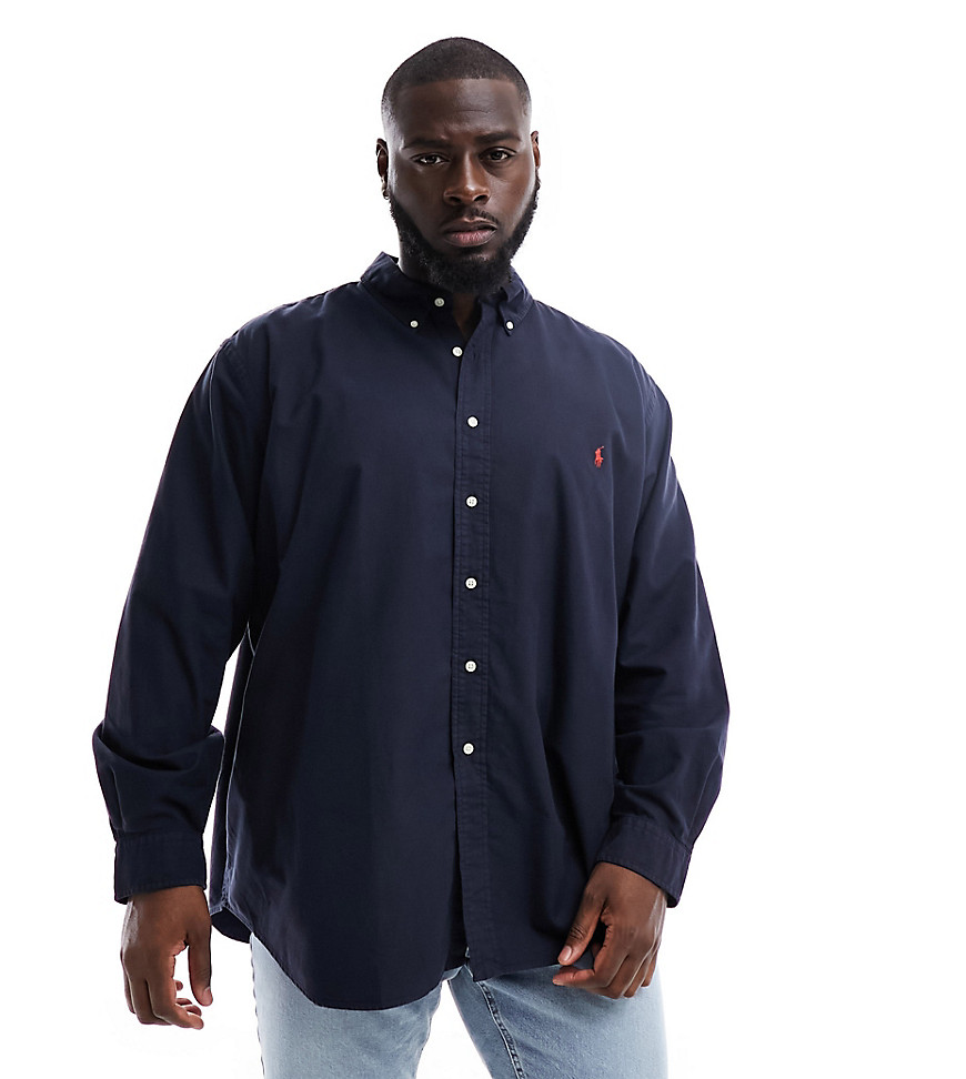 Polo Ralph Lauren Big & Tall icon logo oxford shirt classic oversized fit in navy