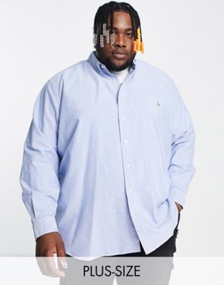 Polo Ralph Lauren Big & Tall icon logo oxford shirt in blue - ASOS Price Checker