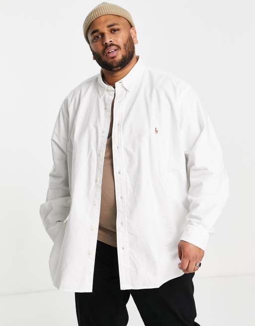 Polo Ralph Lauren Big & Tall icon logo oxford shirt in white | ASOS