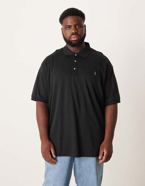 Polo Ralph Lauren Big & Tall icon logo pima cotton polo in black - view 1