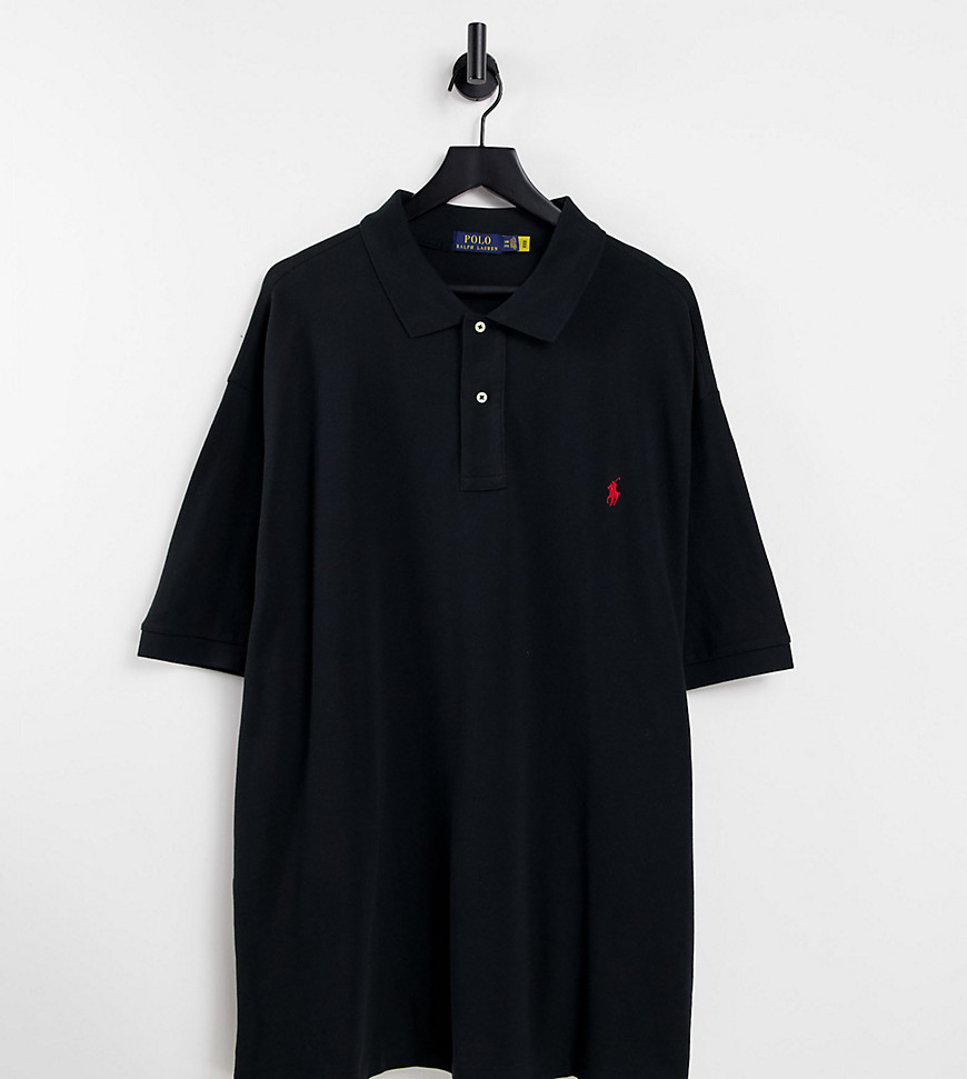 Polo Ralph Lauren Big & Tall icon logo pique polo classic fit in black
