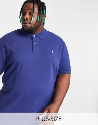 Polo Ralph Lauren Big & Tall icon logo pique polo classic fit in navy