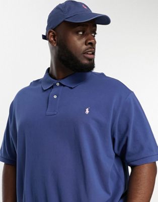 Polo Ralph Lauren Big & Tall icon logo pique polo custom fit in navy - ASOS Price Checker
