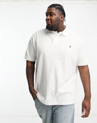 Polo Ralph Lauren Big & Tall icon logo pique polo custom fit in white