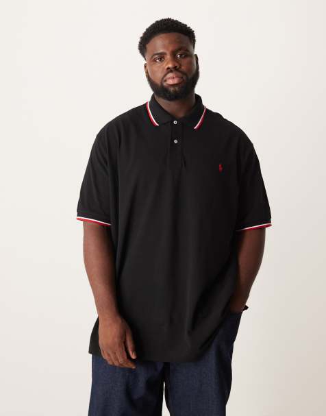 Polo Ralph Lauren Big & Tall icon logo pique polo in black - view 1
