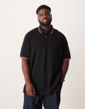 [Polo Ralph Lauren] Polo Ralph Lauren Big & Tall icon logo pique polo in black 5XL black