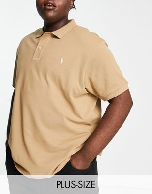 Polo Ralph Lauren Big & Tall icon logo pique polo in tan