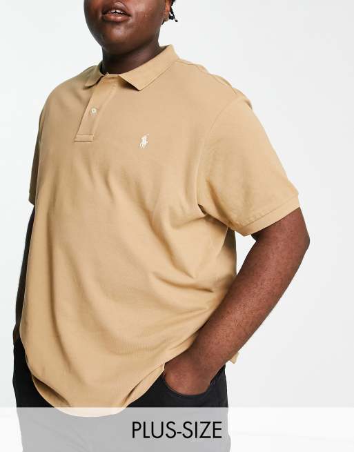 Polo Ralph Lauren Big Tall icon logo pique polo in tan ASOS