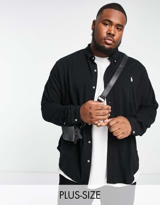 Polo Ralph Lauren Big & Tall icon logo pique shirt in black