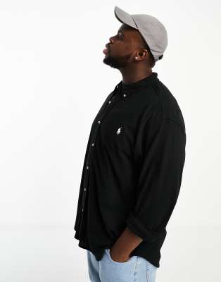 Polo Ralph Lauren Big & Tall icon logo pique shirt in black - ASOS Price Checker