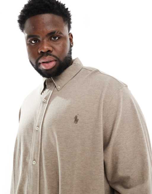 Polo Ralph Lauren Big & Tall icon logo pique shirt in brown heather
