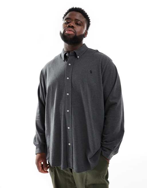 Polo Ralph Lauren Big & Tall icon logo pique shirt in charcoal heather