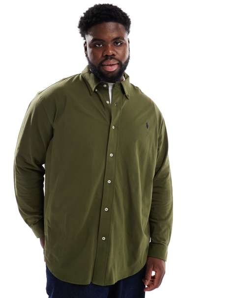 Polo Ralph Lauren Big & Tall icon logo pique shirt in dark green - view 1