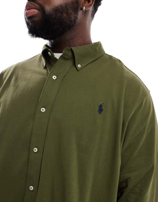 sachin and babi light blue dress Emerald Green Solid Stretch Men's Long Sleeve Shirt