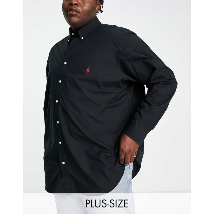 Polo Ralph Lauren Big Tall icon logo poplin shirt in black