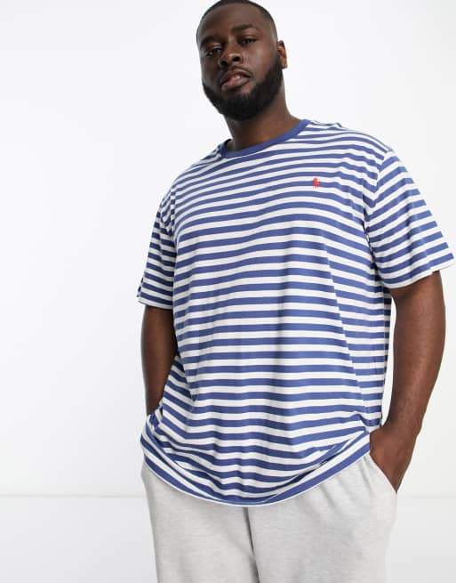 Polo Ralph Lauren Big & Tall icon logo stripe t-shirt classic fit in ...