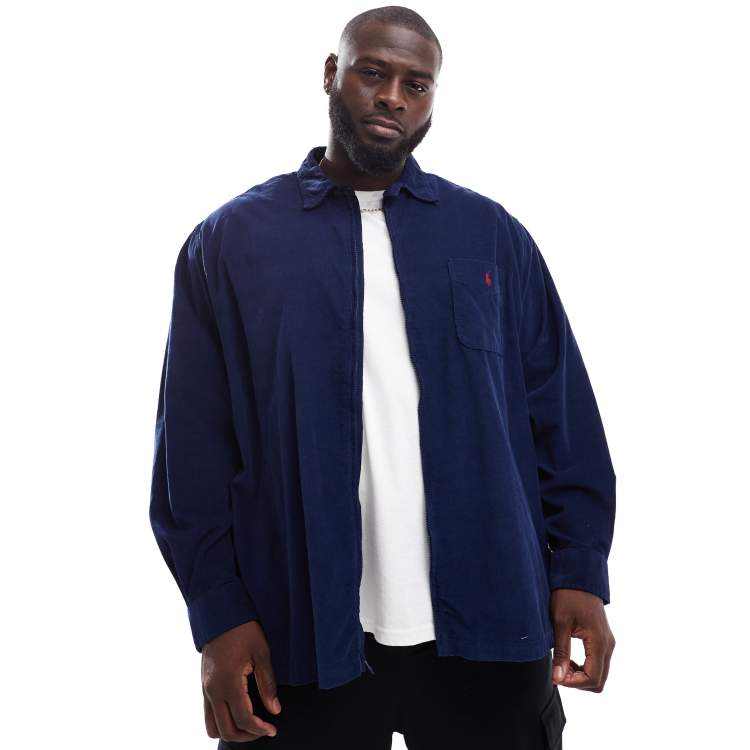 Polo Ralph Lauren Big & Tall icon logo zip front cord overshirt