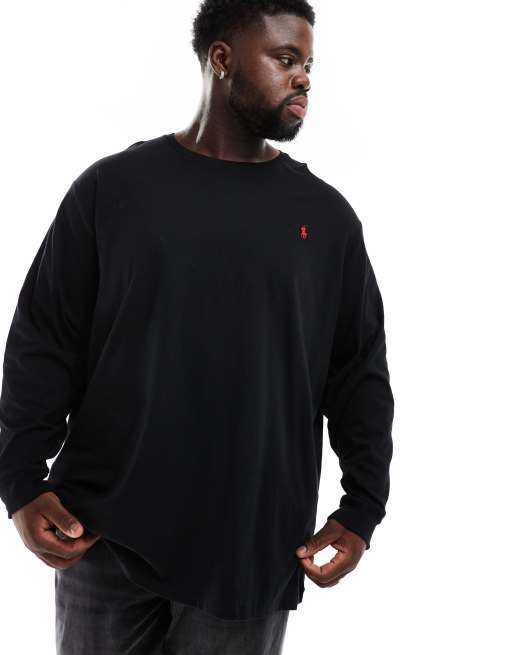 Polo Ralph Lauren Big & Tall - Icon - T-shirt a maniche lunghe nera con logo