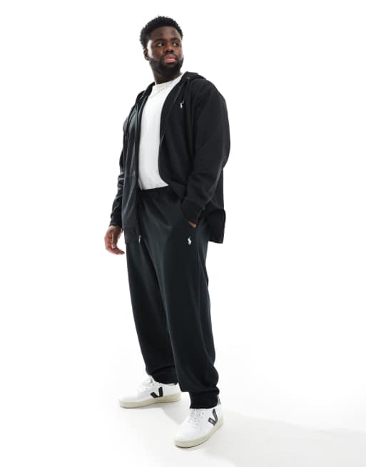 Polo Ralph Lauren Big & Tall - Joggers in doppia maglia nera con logo