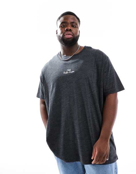 Polo Ralph Lauren Big & Tall - Klassiek oversized T-shirt met tekstlogo in het midden in gemêleerd zwart - view 1