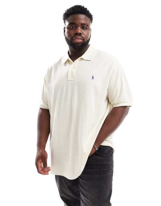 Polo Ralph Lauren – Big & Tall – Krämvit pikétröja med normal passform och klassisk logga
