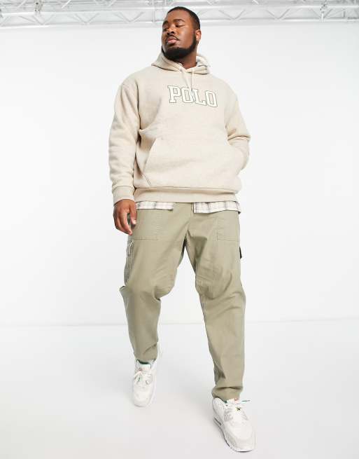 Polo Ralph Lauren Big & Tall large logo borg hoodie in beige marl | ASOS