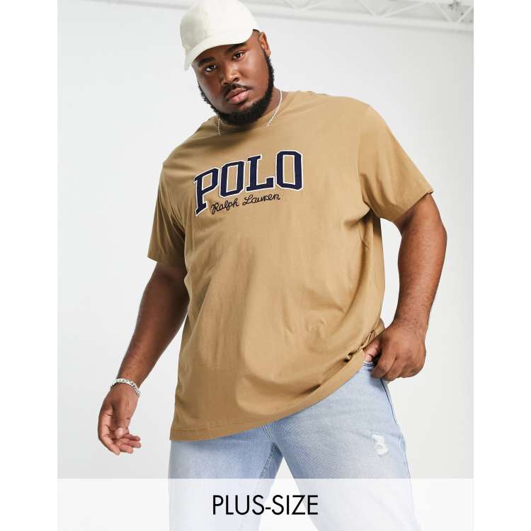 Polo Ralph Lauren Big & Tall large logo t-shirt in khaki beige | ASOS