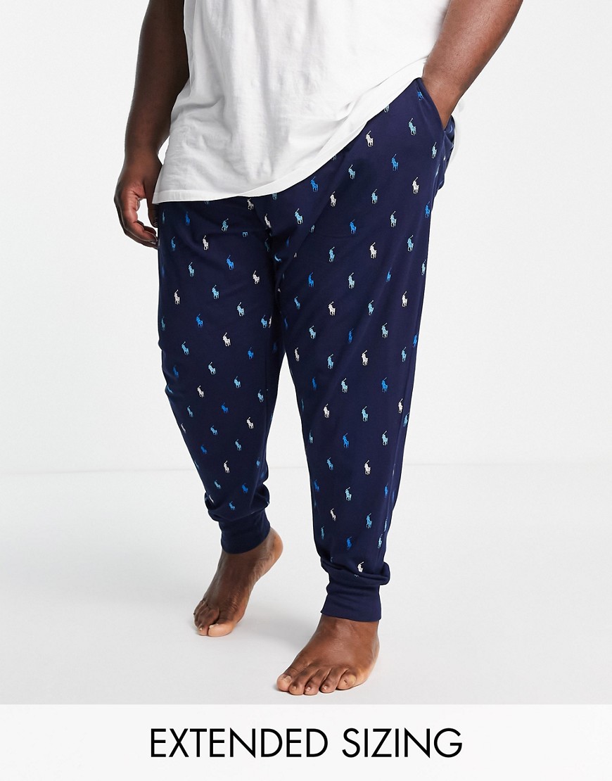 Polo Ralph Lauren Big & Tall lounge sweatpants with all over pony logo in navy