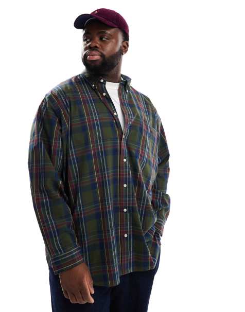Polo Ralph Lauren Big & Tall – Madras – Hemd in kariertem Grün mit Markenlogo - view 1