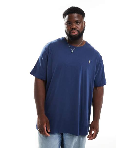 Polo Ralph Lauren Big & Tall - Marineblå T-shirt med logo foran - view 1
