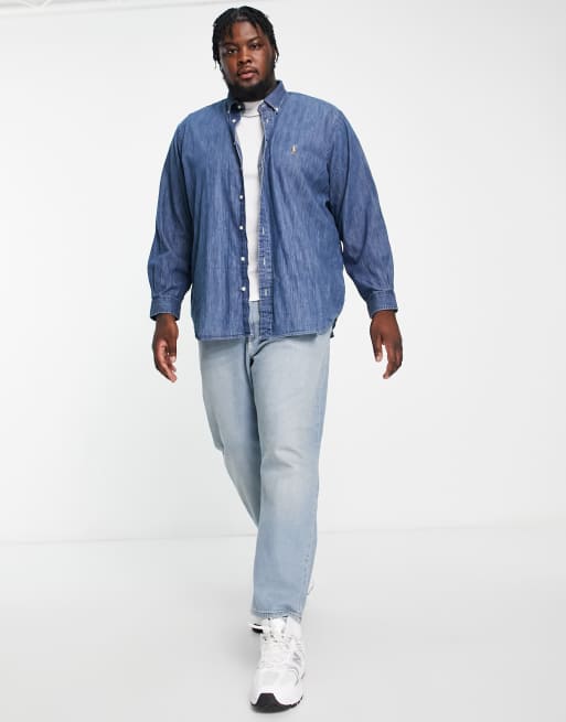 Polo Ralph Lauren Big & Tall multi icon denim shirt in denim | ASOS