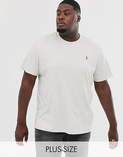 Polo Ralph Lauren Big & Tall multi icon logo t-shirt in beige marl | ASOS