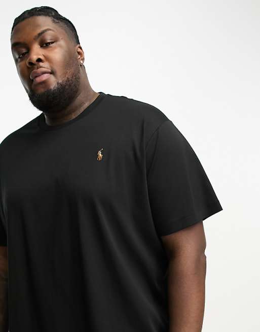 Polo Ralph Lauren Big u0026 Tall multi logo pima cotton t-shirt custom fit in  black | ASOS polo ralph lauren xxxl