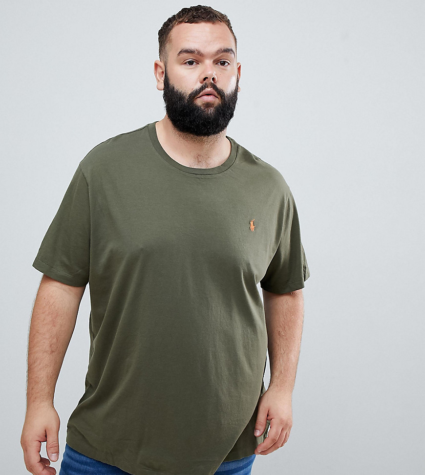 Polo Ralph Lauren – Big & Tall – Olivgrön T-shirt med logga med polospelare