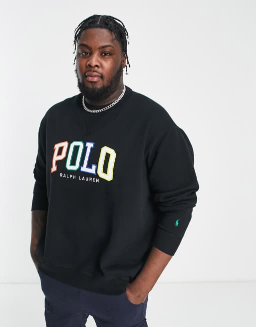 Polo Ralph Lauren Big & Tall ombre logo sweatshirt in black | ASOS