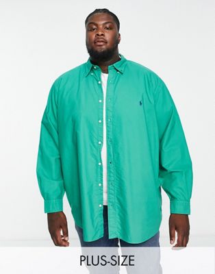 Polo Ralph Lauren Big & Tall oversized garment dyed oxford shirt in mid green