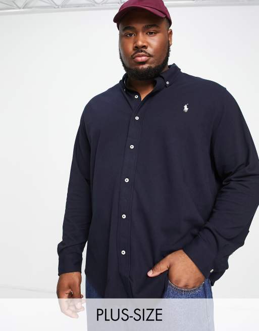 Polo Ralph Lauren Big & Tall – Pikee-Polohemd in Marineblau mit Polospieler-Logo