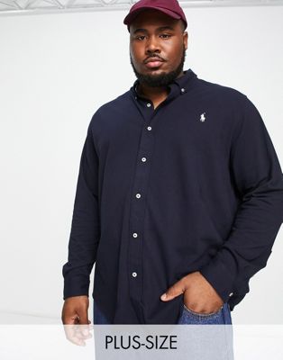 Polo Ralph Lauren Big & Tall pique shirt with pony logo in navy