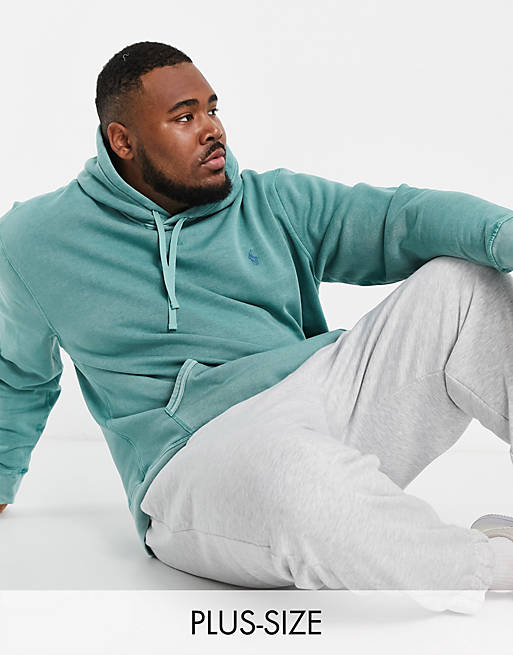 Polo Ralph Lauren Big & Tall player logo garment dyed fleece hoodie in ...