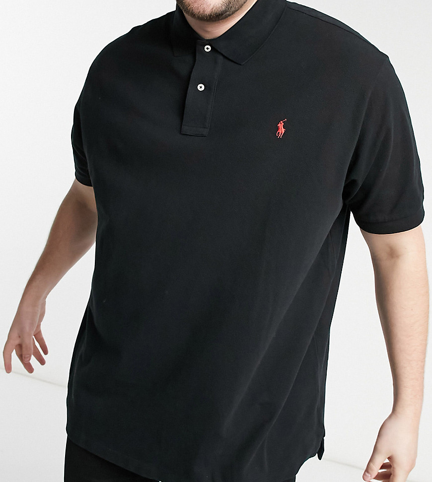 Polo Ralph Lauren Big & Tall player logo pique polo in black