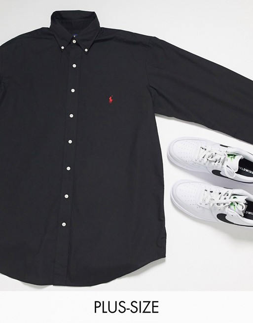 Polo Ralph Lauren Big & Tall player logo pique shirt custom regular fit in black