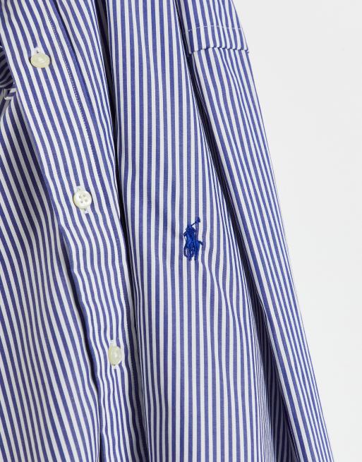 Polo Ralph Lauren Big Tall player logo stripe poplin shirt in