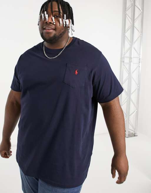 Polo Ralph Lauren Big & Tall player logo t-shirt in navy | ASOS