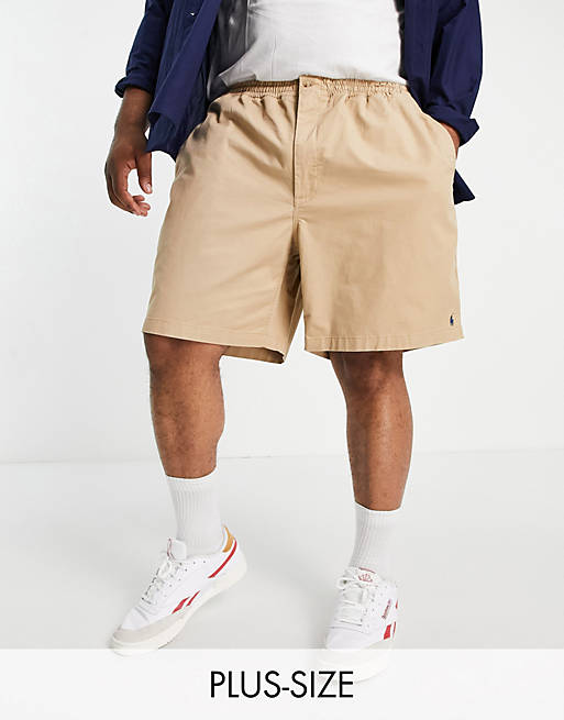 Polo Ralph Lauren Big & Tall player logo twill prepster chino shorts in khaki beige