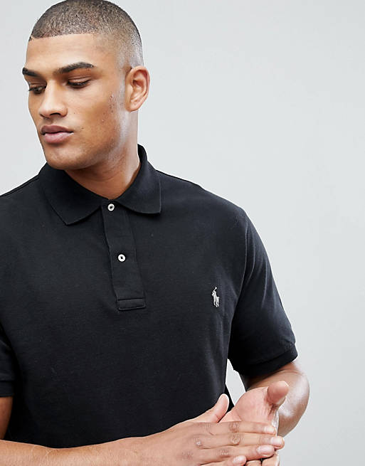 Polo Ralph Lauren Big & Tall Polo Shirt with Logo in Black | ASOS