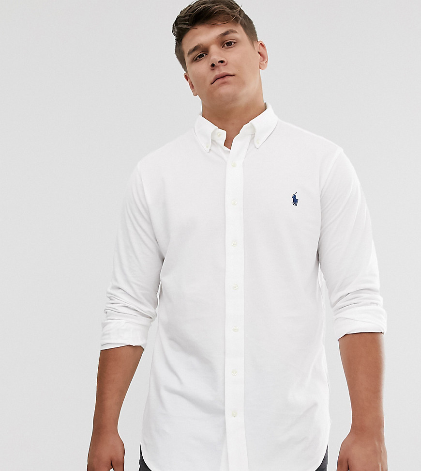 Polo Ralph Lauren Big & Tall poquéskjorte med spillerlogo i hvid
