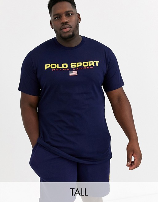 Polo Ralph Lauren Big & Tall retro sport logo t-shirt in cruise navy