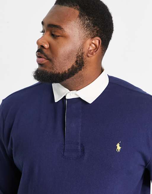 Polo Ralph Lauren Big u0026 Tall - Rugbyshirt met icoonlogo in marineblauw |  ASOS polo ralph lauren big & tall
