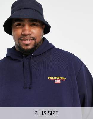 POLO RALPH LAUREN BIG & TALL SPORT CAPSULE HOODIE IN NAVY,711792899001