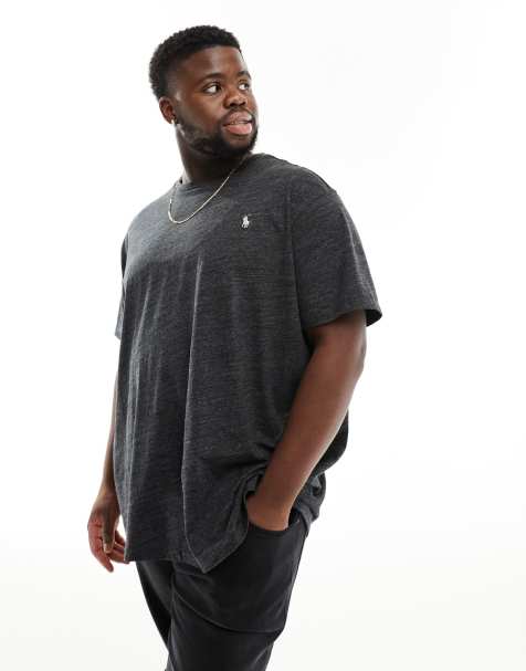Polo Ralph Lauren – Big & Tall – Svart melerad t-shirt i klassisk passform med klassisk logga - view 1